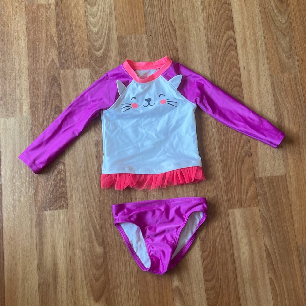 Adorable cat long sleeve, rash guard swimsuit